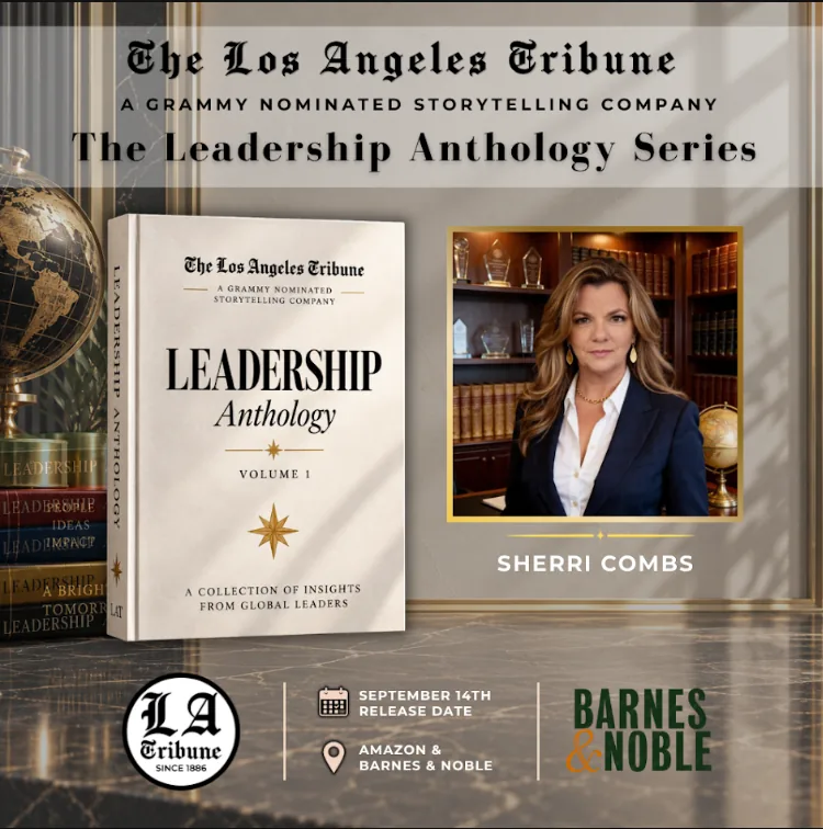 The Los Angeles Tribune Leadership Anthology Vol. 1 promotional graphic featuring Sherri Combs
